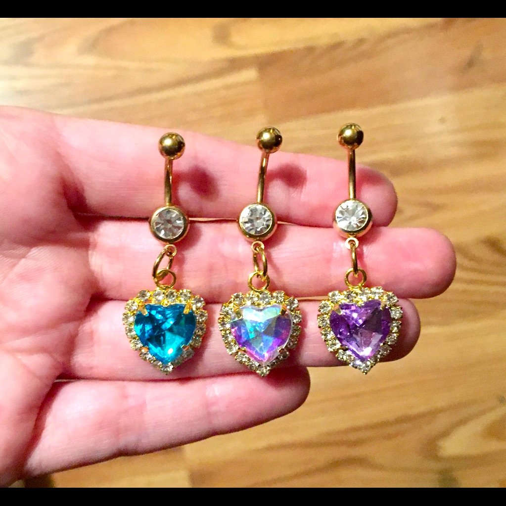 Crystal Heart Belly Button Rings